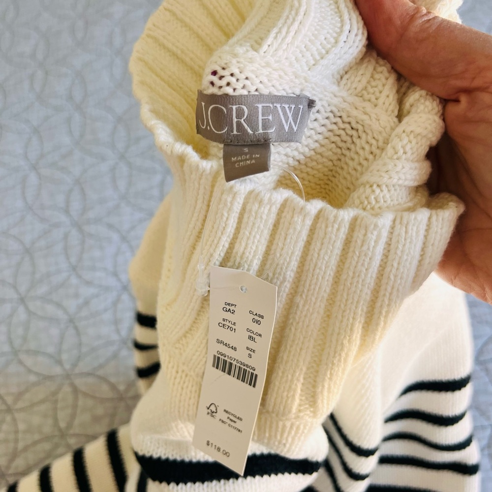 J CREW WOMENS SIZE SMALL NWT Striped Turtleneck Sweater - Black and White - Picture 12 of 12